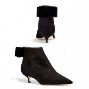 Kate Spade Donella Black Suede Ankle Bow Boots - NIB!